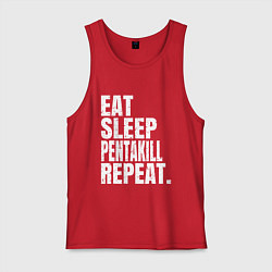 Майка мужская хлопок EAT SLEEP PENTAKILL REPEAT, цвет: красный