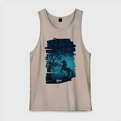 Майка мужская хлопок Конь, цвет: миндальный