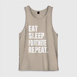 Майка мужская хлопок EAT SLEEP FORTNITE REPEAT, цвет: миндальный