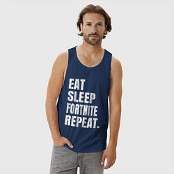 Майка мужская хлопок EAT SLEEP FORTNITE REPEAT, цвет: тёмно-синий — фото 2