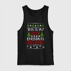 Майка мужская хлопок My ugly christmas sweater, цвет: черный