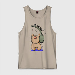 Майка мужская хлопок ЕЁ КОТИК ПАРНЫЕ, цвет: миндальный