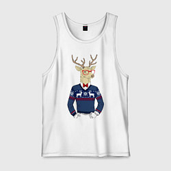 Майка мужская хлопок Hipster Deer, цвет: белый