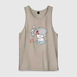 Майка мужская хлопок BTS sleep, цвет: миндальный