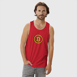 Майка мужская хлопок Bitcoin, цвет: красный — фото 2