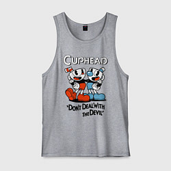 Майка мужская хлопок Cuphead, Dont deal with devil, цвет: меланж