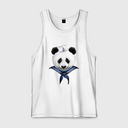 Майка мужская хлопок Captain Panda, цвет: белый