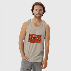 Майка мужская хлопок Кассета AC DC, цвет: миндальный — фото 2