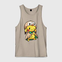 Майка мужская хлопок Пикачу - совенок, цвет: миндальный