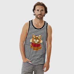 Майка мужская хлопок Рыжий Кот, цвет: черная тельняшка — фото 2