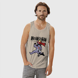 Майка мужская хлопок Стальные алхимики Элрик собака, цвет: миндальный — фото 2