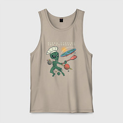 Майка мужская хлопок Повар и плоская земля пицца, цвет: миндальный