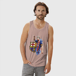 Майка мужская хлопок Lionel Messi Barcelona Argentina!, цвет: пыльно-розовый — фото 2