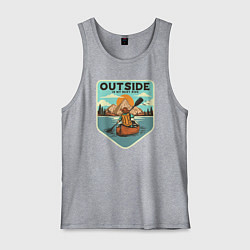 Майка мужская хлопок Один на реке, цвет: меланж