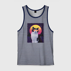 Мужская майка Synthwave cat