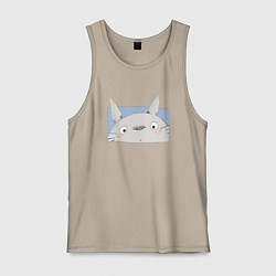 Майка мужская хлопок Удивленный Тоторо, цвет: миндальный