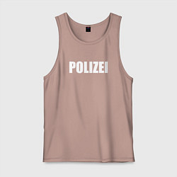 Майка мужская хлопок POLIZEI Полиция Надпись Белая, цвет: пыльно-розовый