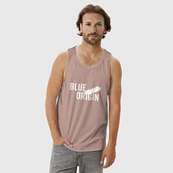 Майка мужская хлопок Blue Origin logo перо, цвет: пыльно-розовый — фото 2