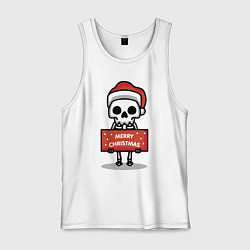 Майка мужская хлопок Merry Christmas joke, цвет: белый