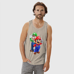 Майка мужская хлопок Mario Bros, цвет: миндальный — фото 2