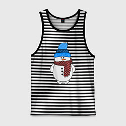 Мужская майка Снеговик в шапочке