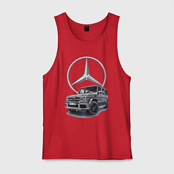 Майка мужская хлопок Mercedes Gelendwagen G63 AMG G-class G400d, цвет: красный