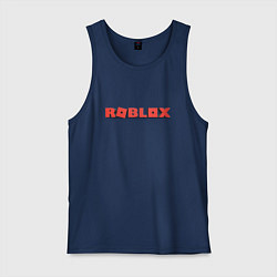 Майка мужская хлопок Roblox logo red роблокс логотип красный, цвет: тёмно-синий