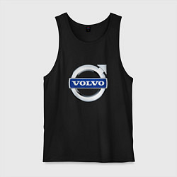 Майка мужская хлопок Volvo, логотип, цвет: черный