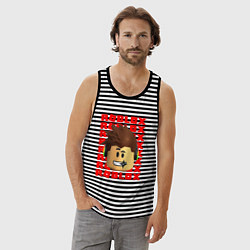 Майка мужская хлопок ROBLOX RED LOGO LEGO FACE, цвет: черная тельняшка — фото 2