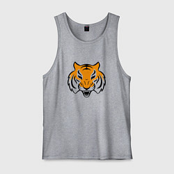 Майка мужская хлопок Тигр логотип, цвет: меланж