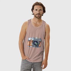 Майка мужская хлопок Ретро фотокамера, цвет: пыльно-розовый — фото 2