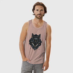 Майка мужская хлопок ЭТНИЧЕСКАЯ ЛИСА, АБСТРАКЦИЯ, цвет: пыльно-розовый — фото 2