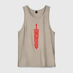 Майка мужская хлопок БЕРСЕРК КРАСНЫЙ МЕЧ С НАДПИСЬЮ BERSERK SWORD, цвет: миндальный