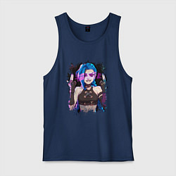 Майка мужская хлопок JINX SHOOT ARCANE LOL, цвет: тёмно-синий