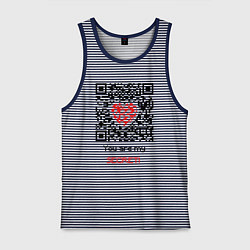 Майка мужская хлопок QR-Love, цвет: синяя тельняшка