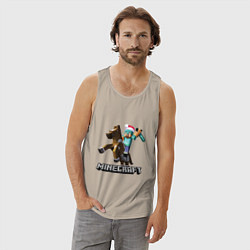 Майка мужская хлопок MINECRAFT НОВЫЙ ГОД 2022 МАЙНКРАФТ, цвет: миндальный — фото 2