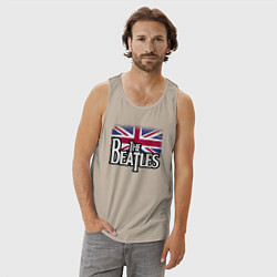 Майка мужская хлопок The Beatles Great Britain Битлз, цвет: миндальный — фото 2
