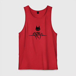 Майка мужская хлопок Stray: Black Logo, цвет: красный