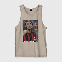Майка мужская хлопок Paolo Cesare Maldini - Milan, captain, цвет: миндальный