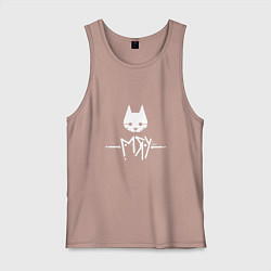 Майка мужская хлопок Stray: Мяу, цвет: пыльно-розовый