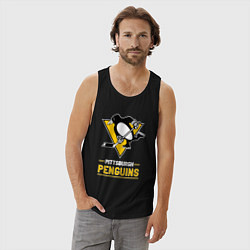 Майка мужская хлопок Питтсбург Пингвинз , Pittsburgh Penguins, цвет: черный — фото 2