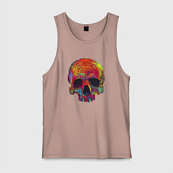 Майка мужская хлопок Cool color skull, цвет: пыльно-розовый