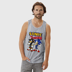 Майка мужская хлопок ЕЖ СОНИК SONIC THE HEDGEHOG, цвет: меланж — фото 2