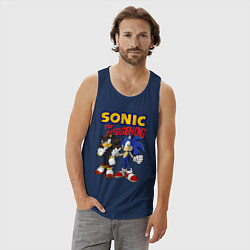 Майка мужская хлопок ЕЖ СОНИК SONIC THE HEDGEHOG, цвет: тёмно-синий — фото 2