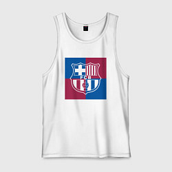 Майка мужская хлопок FC Barcelona Logo 2022, цвет: белый