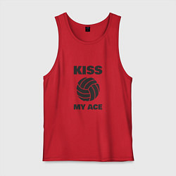 Майка мужская хлопок Volleyball - Kiss My Ace, цвет: красный