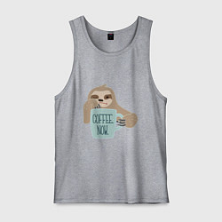 Мужская майка Ленивец с кофе