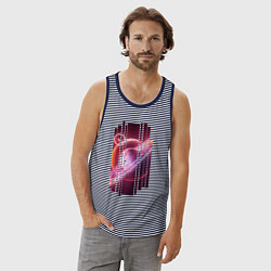 Майка мужская хлопок Моя Вселенная Космическое настроение, цвет: синяя тельняшка — фото 2