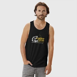Майка мужская хлопок Счастливая рыбацкая футболка не стирать, цвет: черный — фото 2