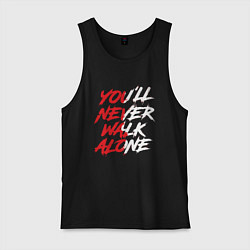 Майка мужская хлопок Liverpool Youll never walk alone Ливерпуль, цвет: черный